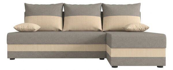 Coltar extensibil de colt VALERIO SLIM, gri deschis/bej, reversibil, 200x140 cm + 2 perne GRATUIT