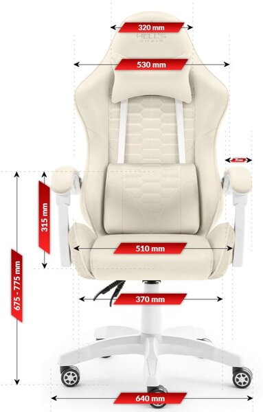 Scaun de gaming HC-1000 BEIGE - tesatura catifea