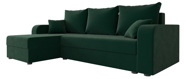 Coltar extensibil de colt VALERIO, verde inchis, reversibil, 238x140 cm + 2 perne GRATUIT