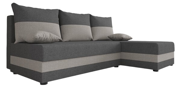 Coltar extensibil de colt VALERIO SLIM, gri inchis/gri deschis, reversibil, 200x140 cm + 2 perne GRATUIT