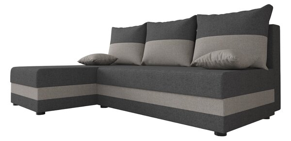 Coltar extensibil de colt VALERIO SLIM, gri inchis/gri deschis, reversibil, 200x140 cm + 2 perne GRATUIT