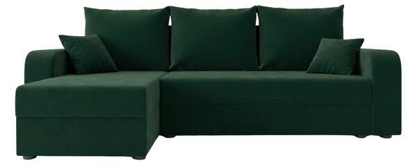 Coltar extensibil de colt VALERIO, verde inchis, reversibil, 238x140 cm + 2 perne GRATUIT