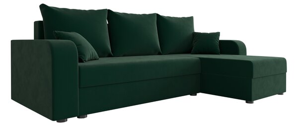 Coltar extensibil de colt VALERIO, verde inchis, reversibil, 238x140 cm + 2 perne GRATUIT