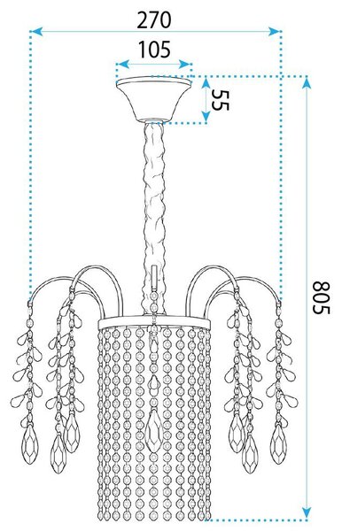 Lampă suspendată din cristal SWE089-CP 30cm CHROME