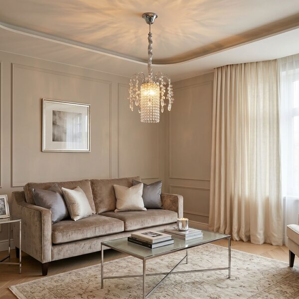 Lampă suspendată din cristal SWE089-CP 30cm CHROME