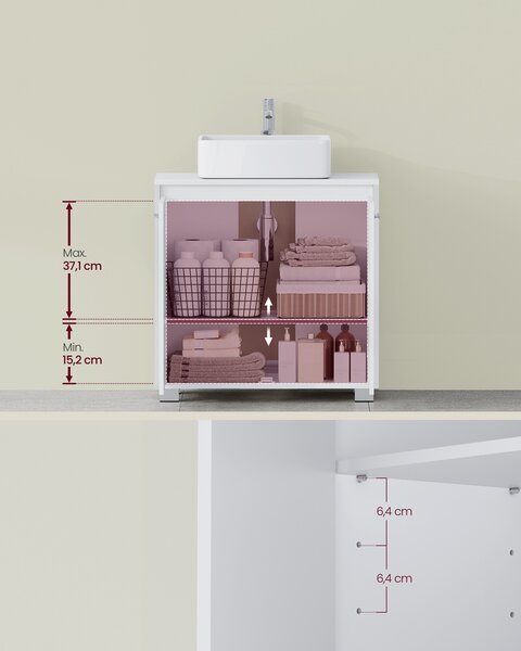 Dulap pentru lavoar MONZA, 30x60x60 cm, alb Vasagle