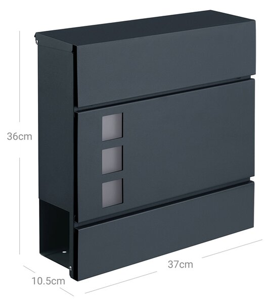 Cutie poștală cu tub pentru ziare MAIL, 37x10,5x33,5cm, antracit SongmicsHome