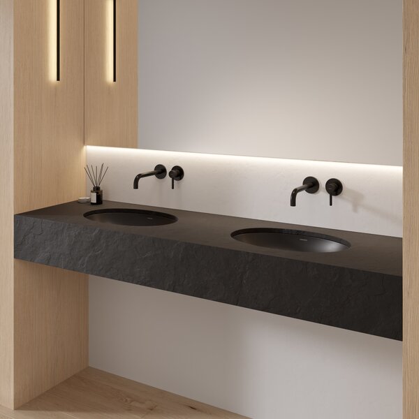 Omnires Shell M+ lavoar 48x31 cm ovale sub blat negru mat SHELL480UPBLV