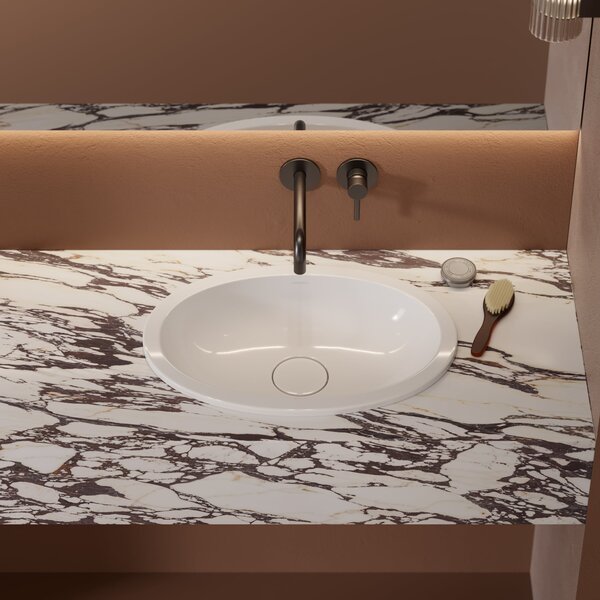 Omnires Shell M+ lavoar 48x31 cm ovale sub blat alb luciu SHELL480UPBP