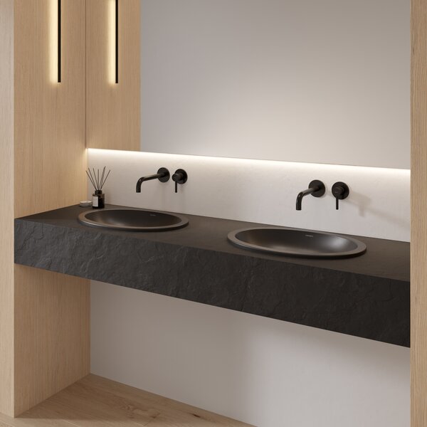 Omnires Shell M+ lavoar 48x31 cm ovale sub blat negru mat SHELL480UPBLV