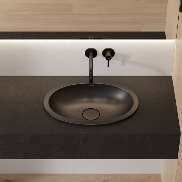 Omnires Shell M+ lavoar 48x31 cm ovale sub blat negru mat SHELL480UPBLV
