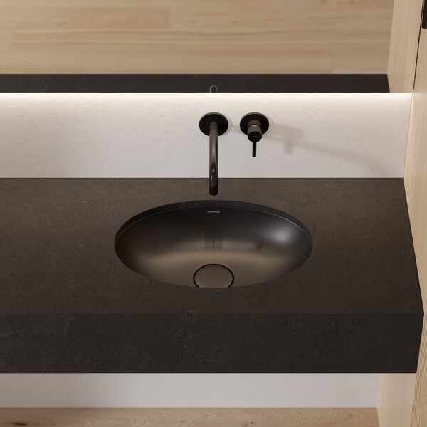 Omnires Shell M+ lavoar 48x31 cm ovale sub blat negru mat SHELL480UPBLV