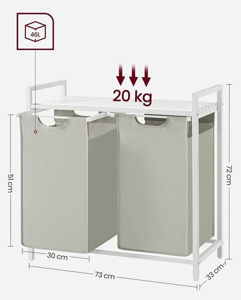 Cos de rufe, Vasagle, Alb, 73x33x71 cm