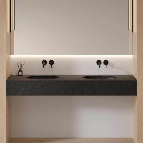 Omnires Shell M+ lavoar 48x31 cm ovale sub blat negru mat SHELL480UPBLV