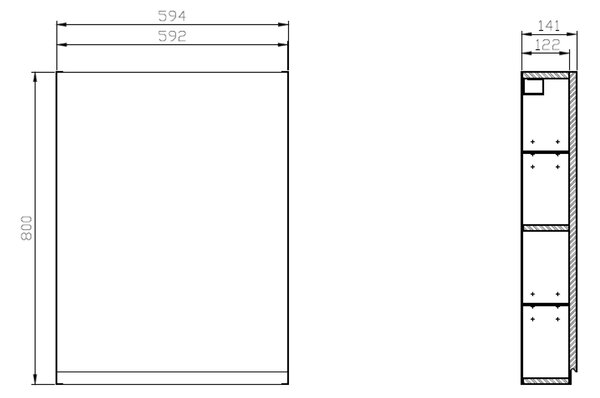 Cersanit Moduo dulap 59.4x14.1x80 cm laterala pe perete alb S590-016-DSM