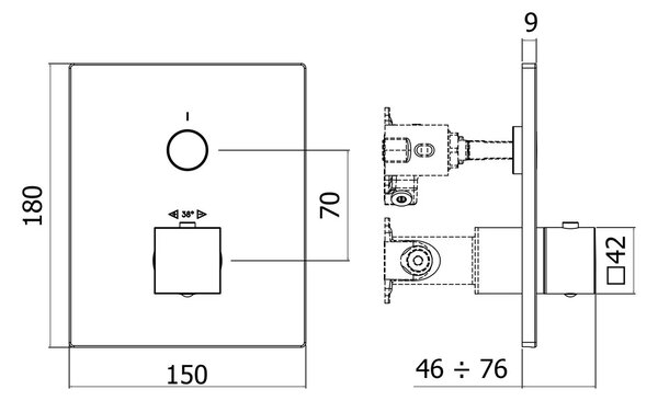 Kronenbach Smart Push baterie de duș ascuns cu termostat || 19046001ES