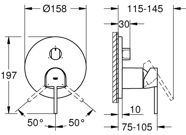 Grohe Plus baterie cadă-duș ascuns SuperSteel 24093DC3