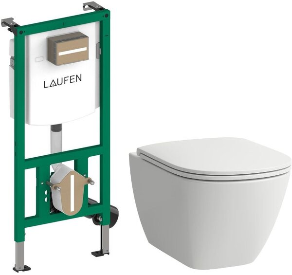 Set vas WC cu capac soft-close Laufen Lua H8660820000001, cadru încastrat Laufen Ineo H9201140000001