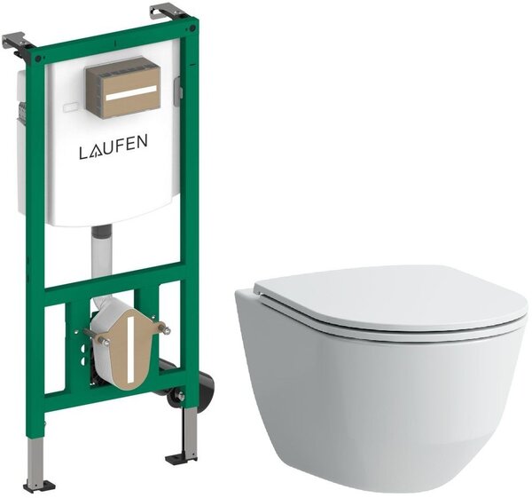 Set vas WC cu capac soft-close Laufen Pro A H8669560000001, cadru încastrat Laufen Ineo H9201140000001
