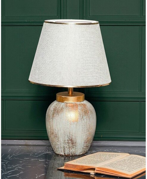 Veioză crem/aurie cu abajur textil (înălțime 47 cm) Yakamoz – Opviq lights