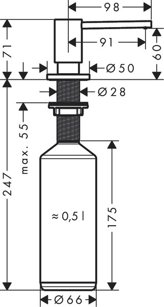 Axor Uno dozator de lichid 500 ml negru 42818670