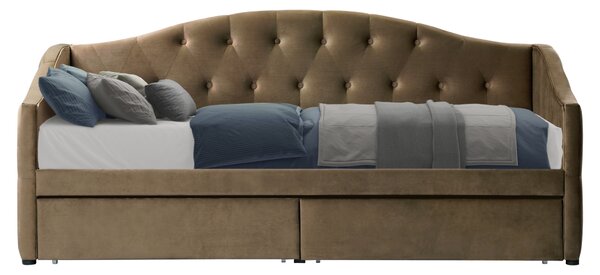 KONDELA Pat cu spaţiu de depozitare, 90x200, ţesătură Velvet maro, ZASKA