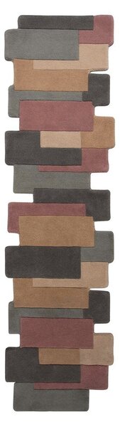Covor tip traversă din lână Flair Rugs Collage Earthy, 60x230 cm