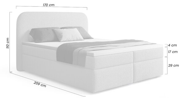 Pat boxspring cu ladă de depozitare Eleris 160x200 - bouclé bej Quelle 03