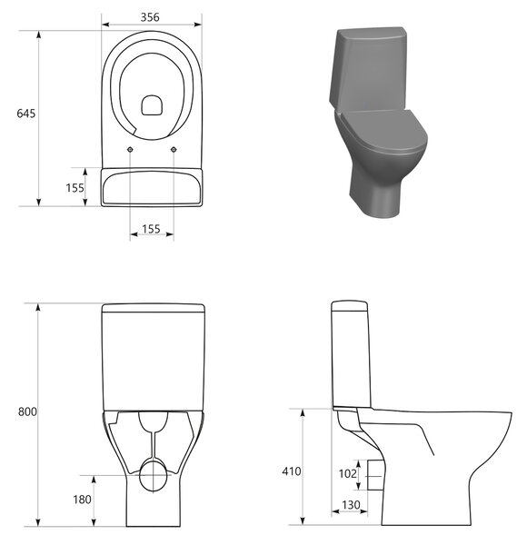 Cersanit Colour wc compact cu capac soft-close cu spălare turbionară alb K103-051