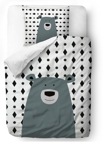 Lenjerie de pat din bumbac satinat pentru copii Butter Kings Polar Bear, 140 x 200 cm