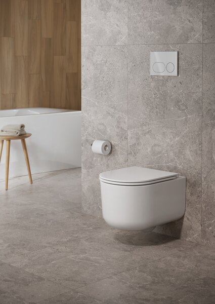 Cersanit Intro vas wc cu capac soft-close agăţat fără margine cu spălare turbionară alb lucios S4038-001