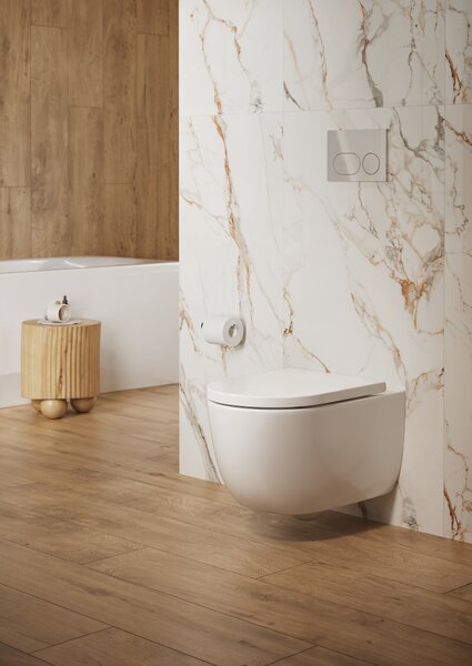 Cersanit Navado vas wc cu capac soft-close agăţat fără margine cu spălare turbionară alb lucios S4036-001