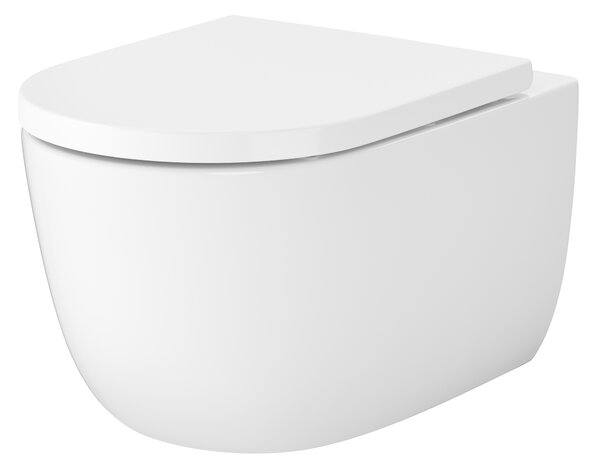 Cersanit Navado vas wc cu capac soft-close agăţat fără margine cu spălare turbionară alb lucios S4036-001