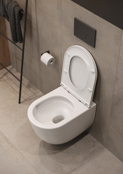 Cersanit Remo vas wc cu capac soft-close agăţat fără margine cu spălare turbionară alb lucios S4035-001