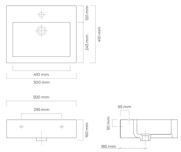 Oltens Susa lavoar 50x41 cm dreptunghiular clasică-de blat alb luciu 41403000