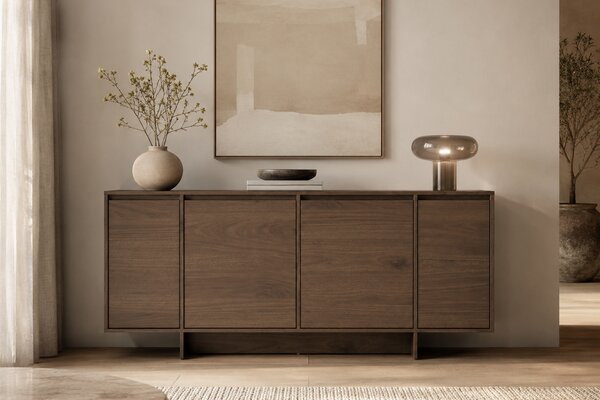 Comodă cu patru uși Zolia 180 cm pe plintă - nuc elegant
