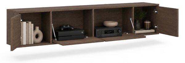 Comodă TV suspendată cu patru uși Zolia 180 cm - nuc elegant