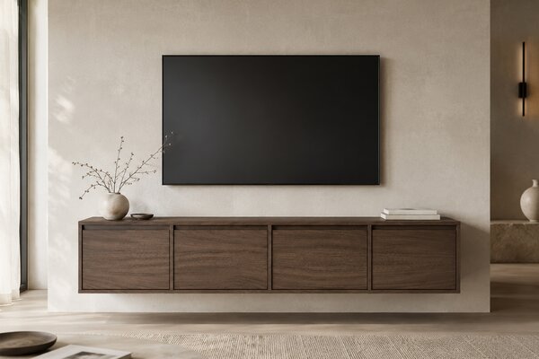 Comodă TV suspendată cu patru uși Zolia 180 cm - nuc elegant