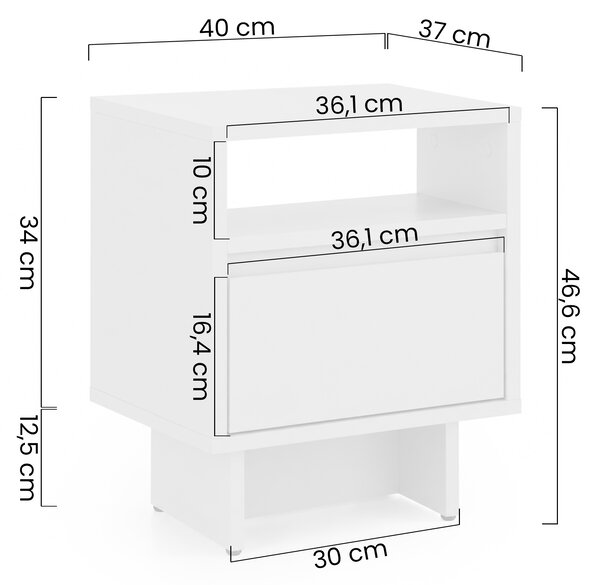 Noptieră Zolia 40 cm cu sertar pe plintă - nuc elegant
