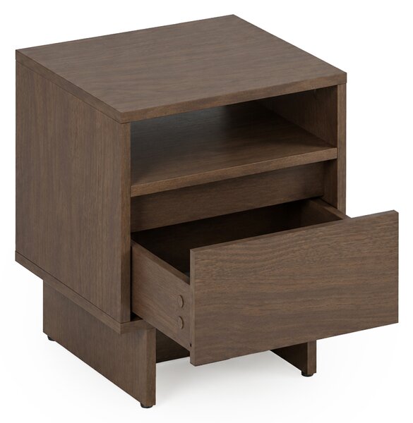 Noptieră Zolia 40 cm cu sertar pe plintă - nuc elegant