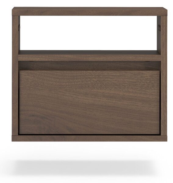 Noptieră suspendată Zolia 40 cm cu sertar - nuc elegant
