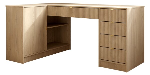 Birou de colt Comfivo Papilio II, Stejar, PAL laminat, MDF, 76x158x98cm, 58.9 kg