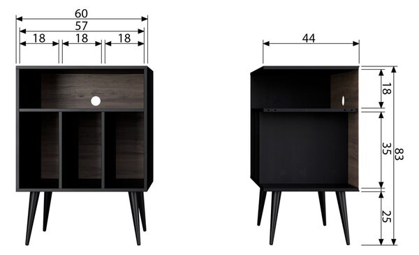 Dulap pentru pick-up negru/în culoare naturală din lemn de pin 60x83 cm James – WOOOD