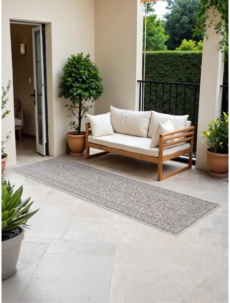 Covor tip traversă pentru interior și exterior gri/fildeș 80x250 cm Duet Kona – NORTHRUGS