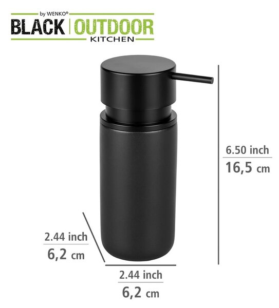 Dozator din ceramică pentru săpun Wenko Black Outdoor Kitchen Silo, negru
