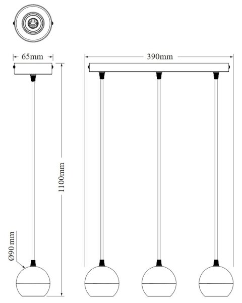 Osram - Lampă suspendată pe cablu SPOT SPHERAL 3xGU10/6W/230V neagră