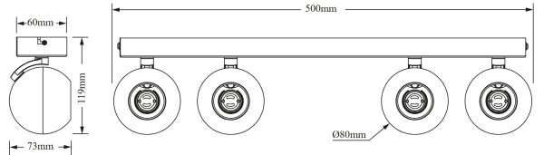 Osram - Spot SPHERAL 4 x GU10 / 6 W / 230 V, negru