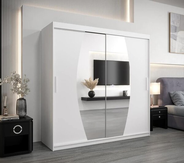 Dressing Cami, 180x60x200cm, cu oglinda, Alb, Pal 18 mm
