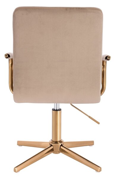 HC1015PCROSS Scaun Latte Catifea cu Bază Aurie