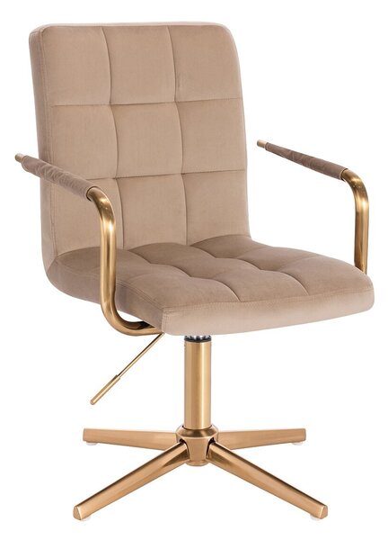 HC1015PCROSS Scaun Latte Catifea cu Bază Aurie